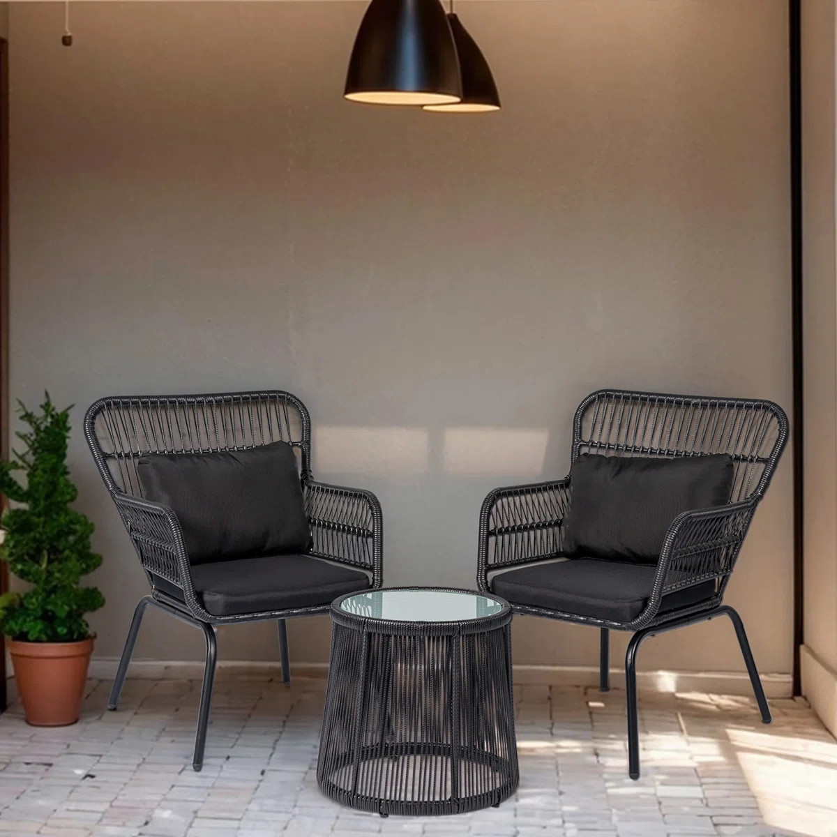 Dawna 2 - Person Patio Conversation Set with Cushions | Wayfair North America