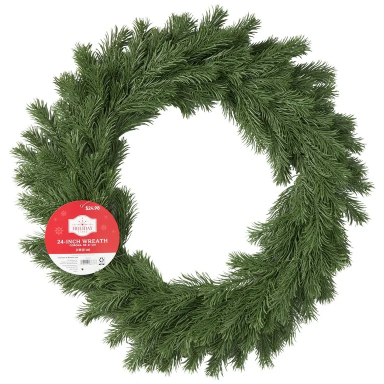 Artificial Greenery Christmas Wreath, 24 in, by Holiday Time | Walmart (US)