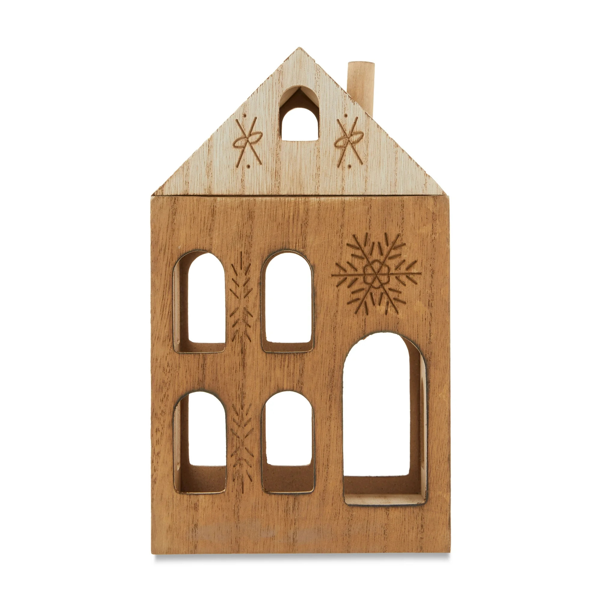 Wood House Christmas Decoration, Brown, 9.25", by Holiday Time | Walmart (US)