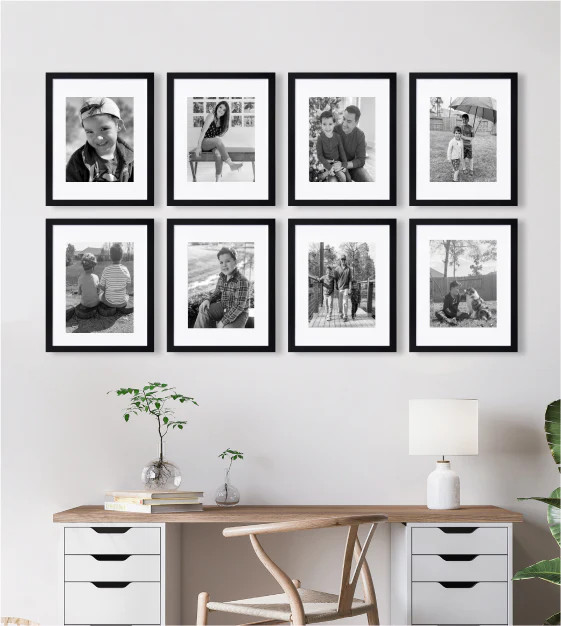 Perfect eight | Black framed photo gallery wall | Frameology