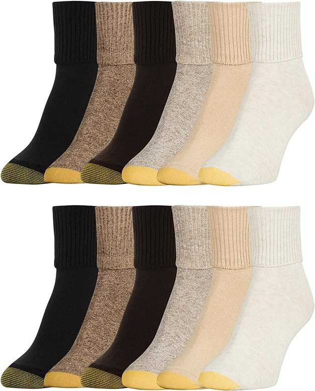 GOLDTOE Women's Classic Turn Cuff Socks, Multipairs | Amazon (US)