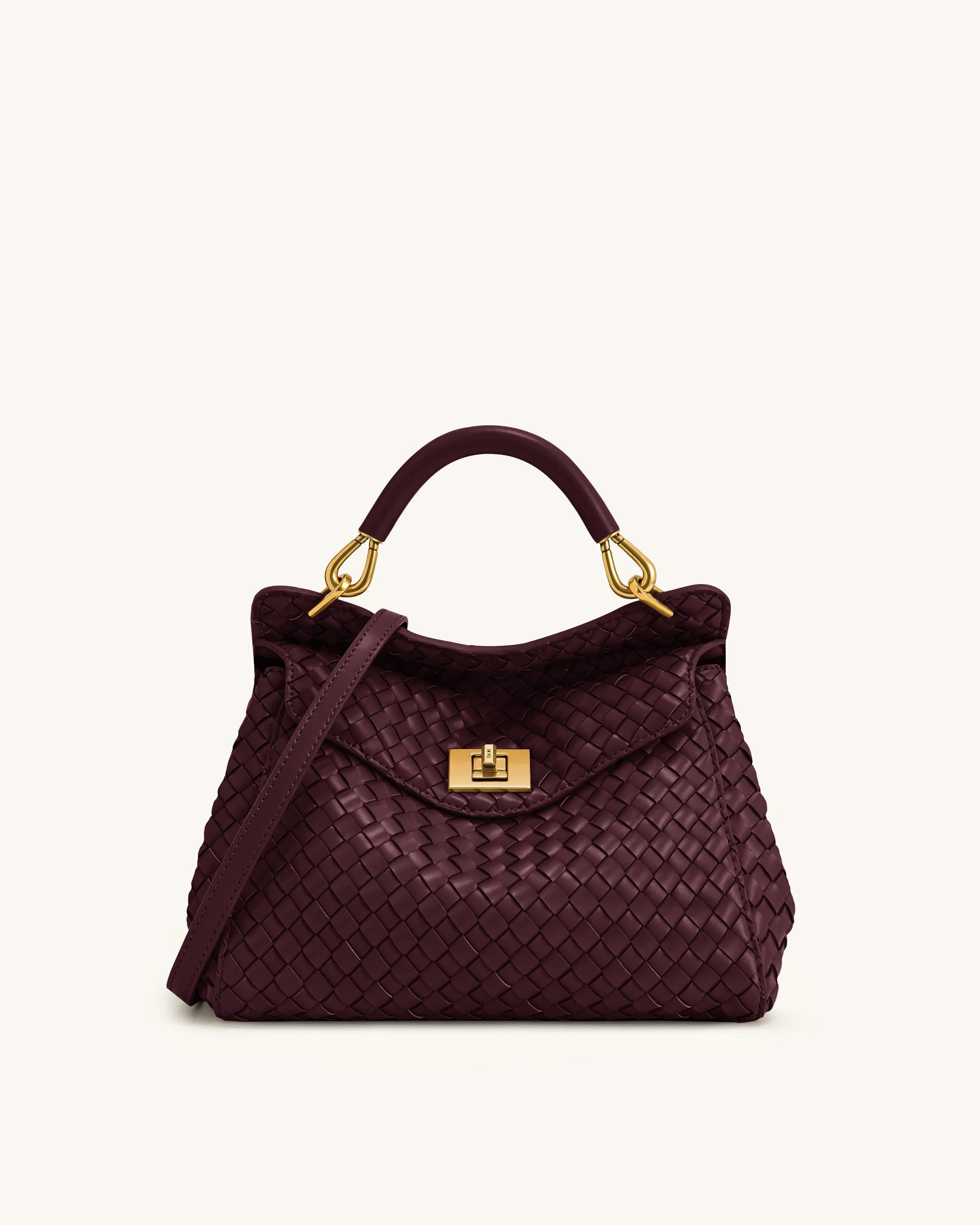 Lucia Classic Woven Top Handle Bag - Dark Burgundy | JW PEI US