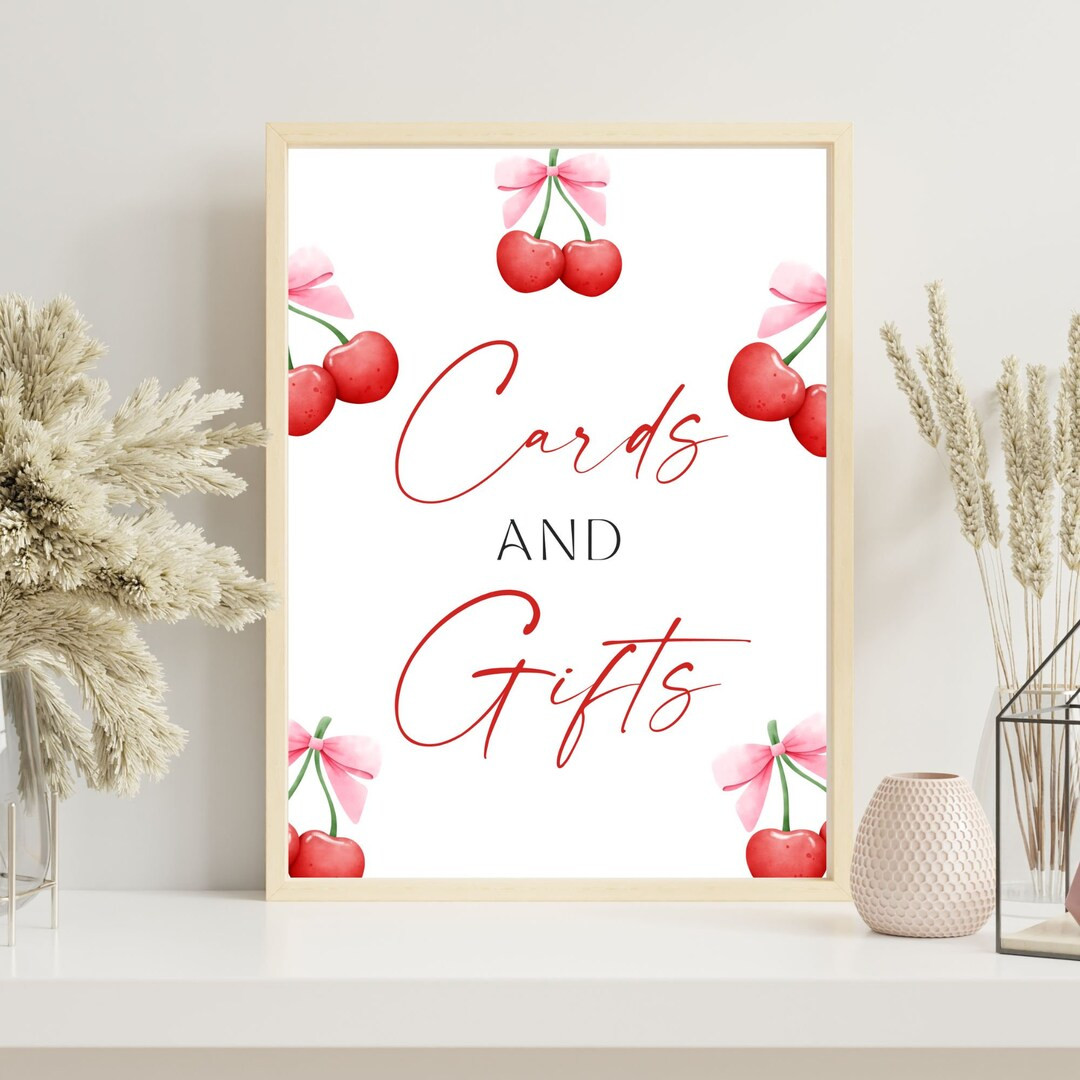 Cards and Gifts Editable, Cherry Sweet Printable Baby Shower Signs, DIGITAL FILE, Pink Red Cherry... | Etsy (US)
