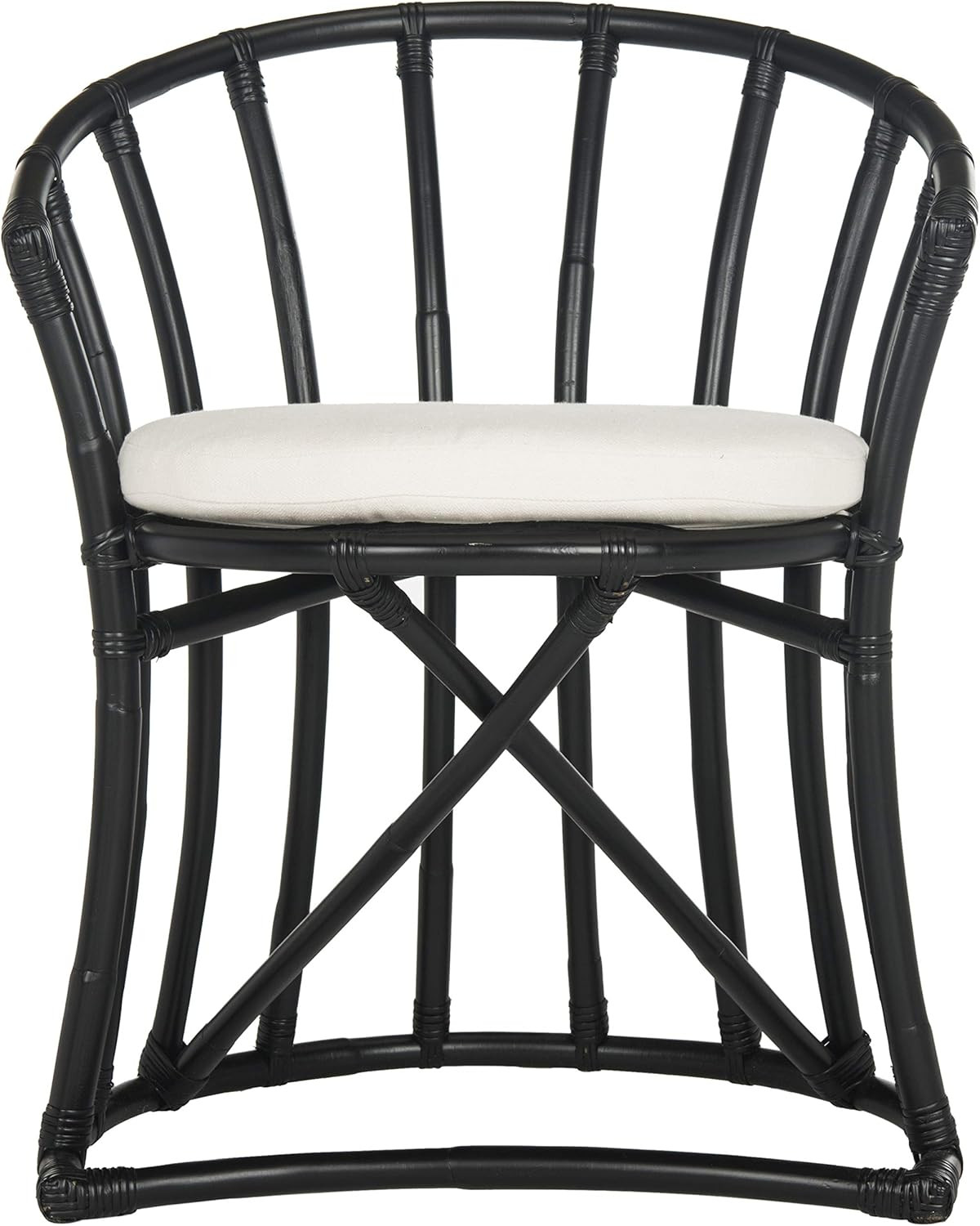 Safavieh Home Collection Bates Black Rattan Accent Chair with Cushion | Amazon (US)
