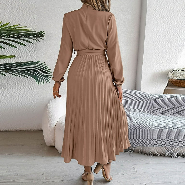 LYEAA Semi Formal Dresses for Women Wedding Guest Long Sleeve Long Dress Wrap Flowy Elegant Homec... | Walmart (US)