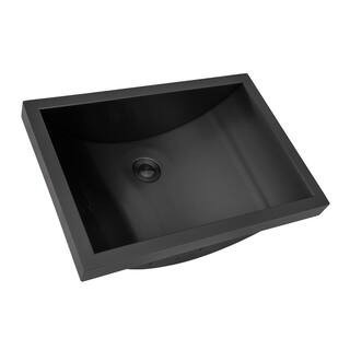 Ariaso 20 in. x 14 in. Drop-in Bathroom Sink in 16-Gauge Gunmental Black Stainless Steel with Drain | The Home Depot