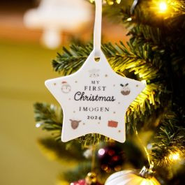 Personalised My 1st Christmas Star Ceramic Hanging Decoration | My 1st Years (Global)