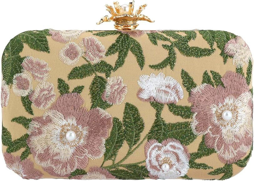 Clutch Purse Women Floral Embroidery Evening Bag Elegant Crossbody Bag Handbags for Wedding Cockt... | Amazon (US)
