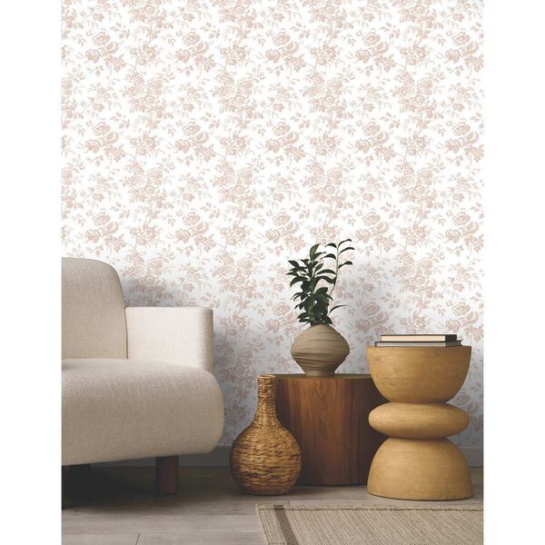 Anemone Toile Blush Wallpaper | Bellacor