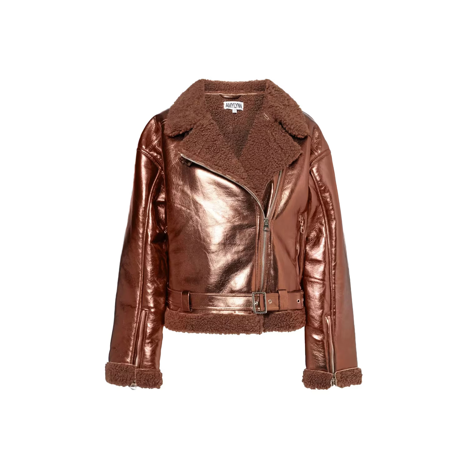 Otto Metallic Coffee Brown Biker Jacket | Wolf & Badger