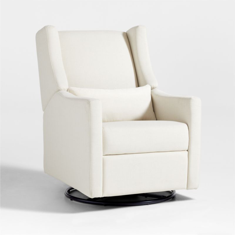 Babyletto Kiwi Cream Nursery Power Glider Recliner Chair with Metal Base + Reviews | Crate & Kids | Crate & Barrel