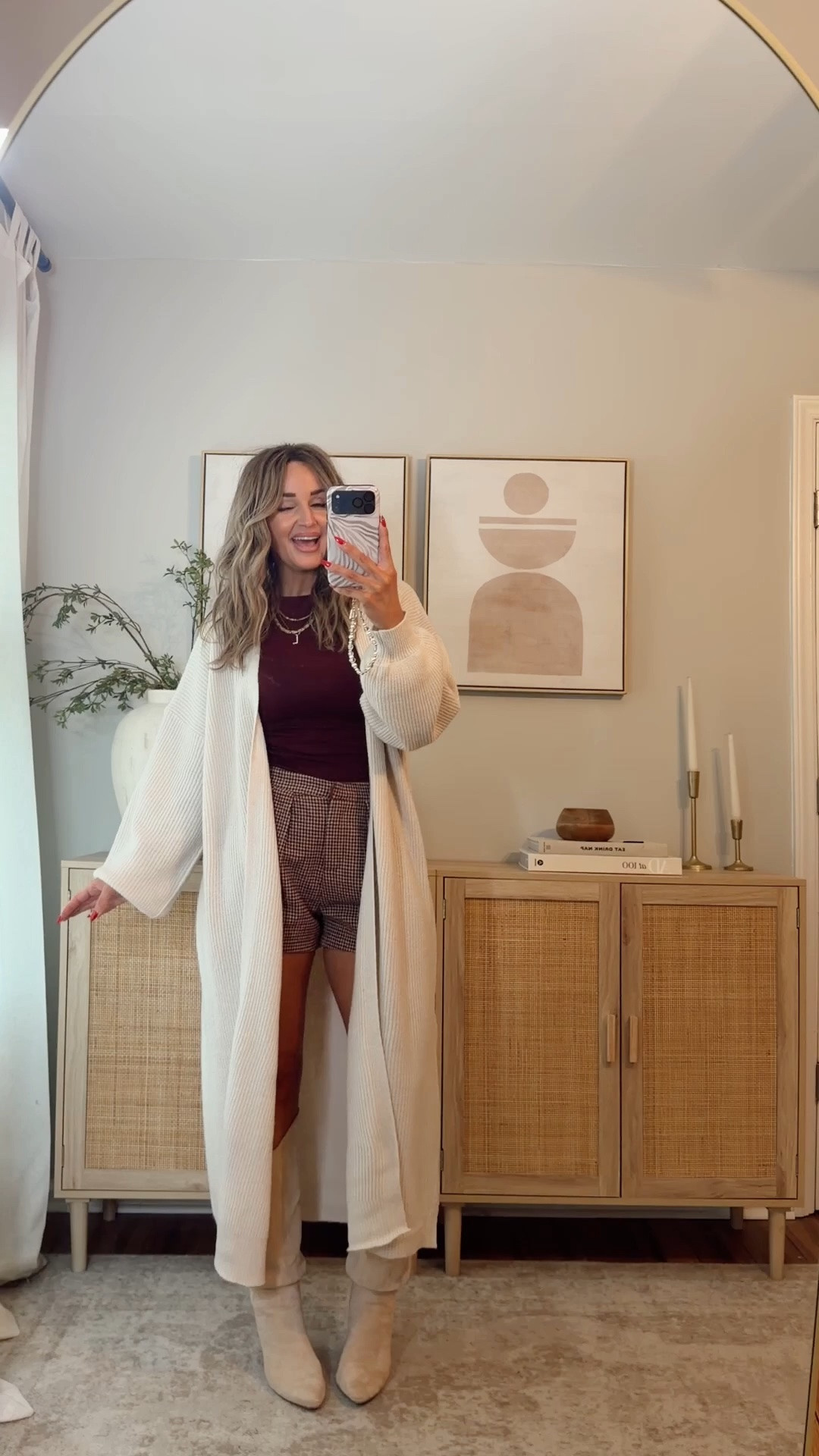40% off with LEANN40 if expired use code LEANN35 ✨ cream + burgundy for fall is so chic! love these pleated shorts with this cardigan! i’m in a size S in everything. fall outfit, vici haul, fall inspo @VICI

#LTKootd