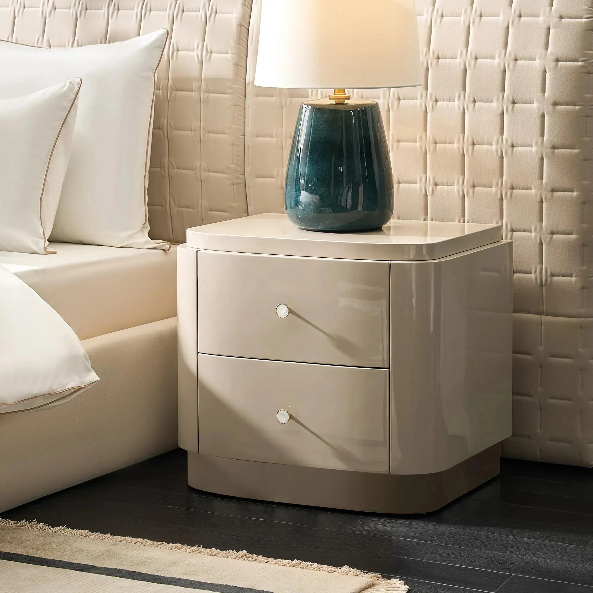 Nia Lacquered Nightstand (26") - Turtle Dove | Z Gallerie