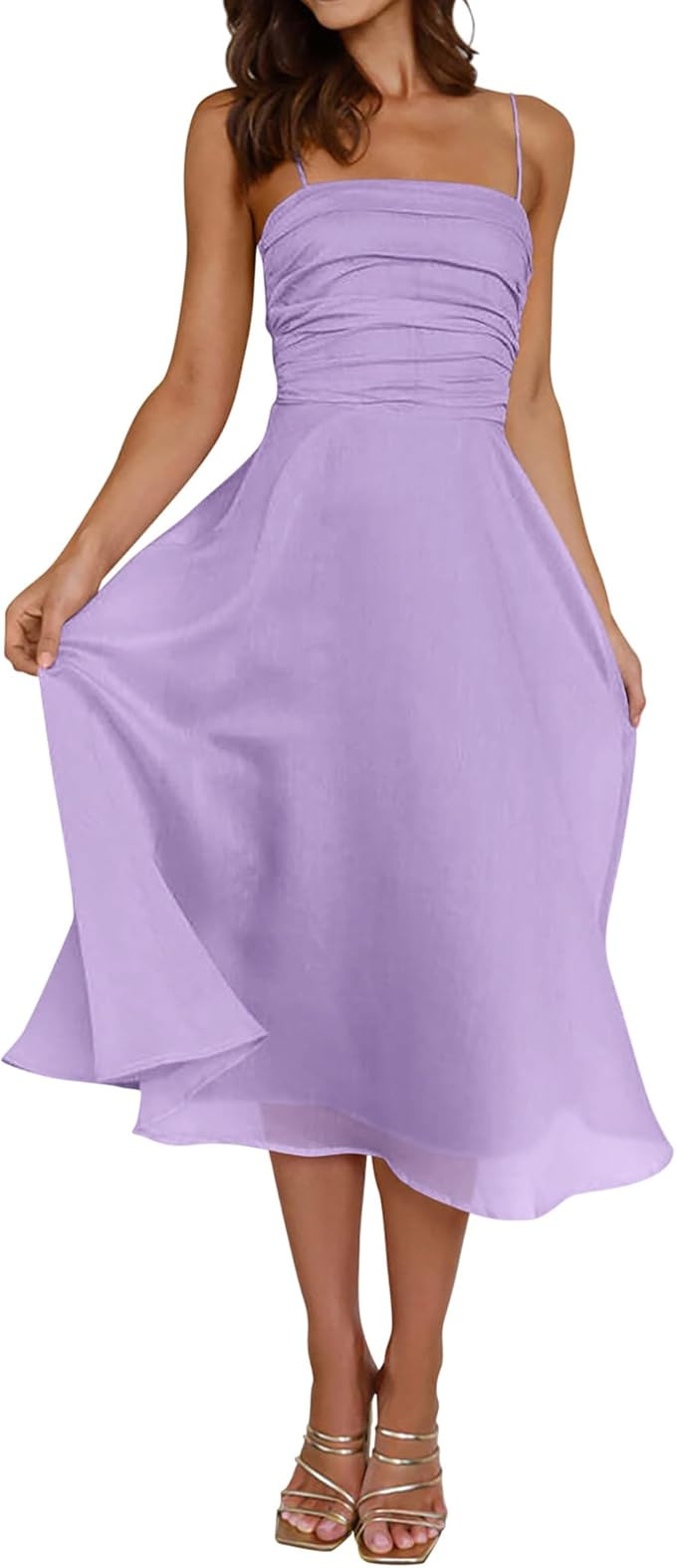 PRETTYGARDEN Womens Summer Dresses 2025 Spaghetti Strap Sleeveless Smocked Flowy Midi Wedding Gue... | Amazon (US)