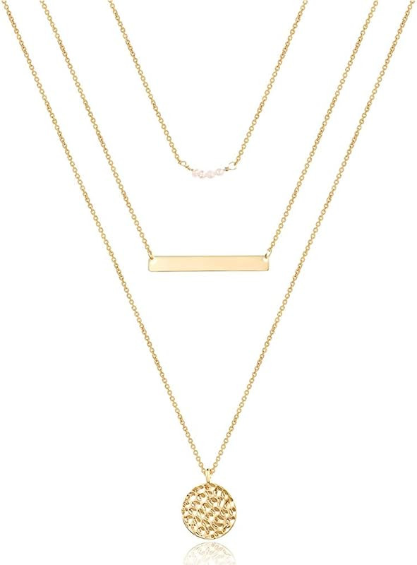 Turandoss Dainty Layered Choker Necklace, Handmade 14K Gold Plated Y Pendant Necklace Multilayer ... | Amazon (US)
