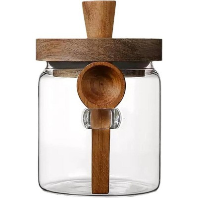 Cesicia 13.5oz Glass Food Storage Jar with Wooden Lid and Spoon, Airtight Container for Cereals, Cookies, Snacks | Target