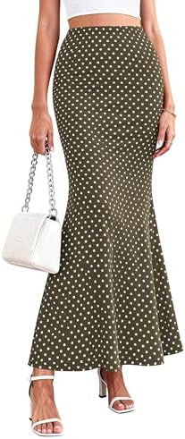 PRETTYGARDEN Women's Maxi Skirt 2026 Summer Flowy Polka Dot Floral High Waisted Mermaid Office Wo... | Amazon (US)
