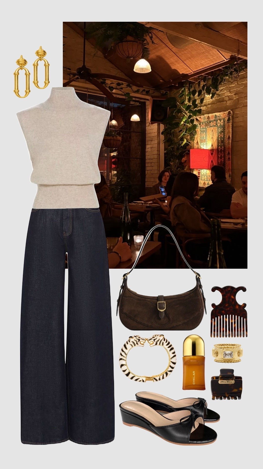 Earrings from Myamia, comb from Celine, bracelet from Kenneth Jay Lane, shoes from W Concept, Ring from Juliana, clip from miu miu!