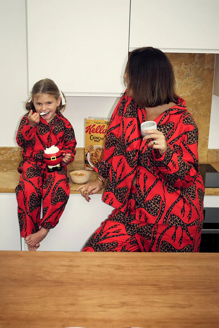 Kids Red Bow Cotton Button Through Pyjamas | Never Fully Dressed (UK & IE)