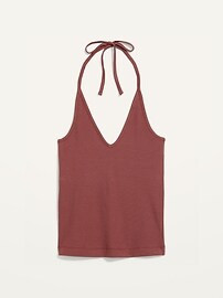Fitted Halter Rib-Knit Tank Top for Women | Old Navy (US)