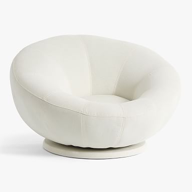 Chenille Washed Ivory Groovy Swivel Chair | Pottery Barn Teen