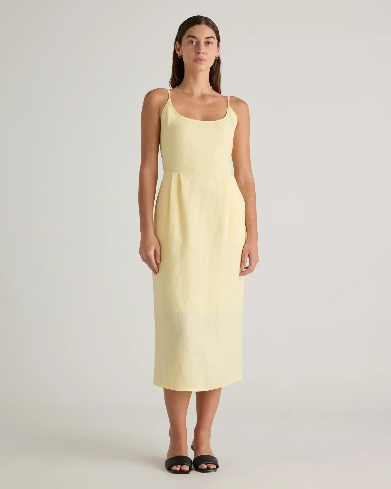 100% European Linen Scoop Neck Midi Dress | Quince