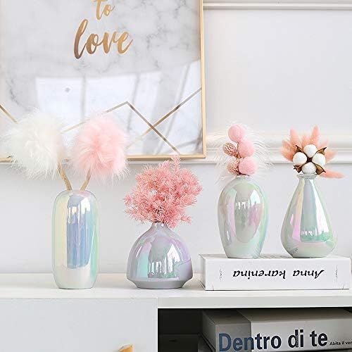 Small Ceramic Vase Decorative,Colorful Flower Bud Vase,Special Design Style of Laser Pink,Creative M | Amazon (US)