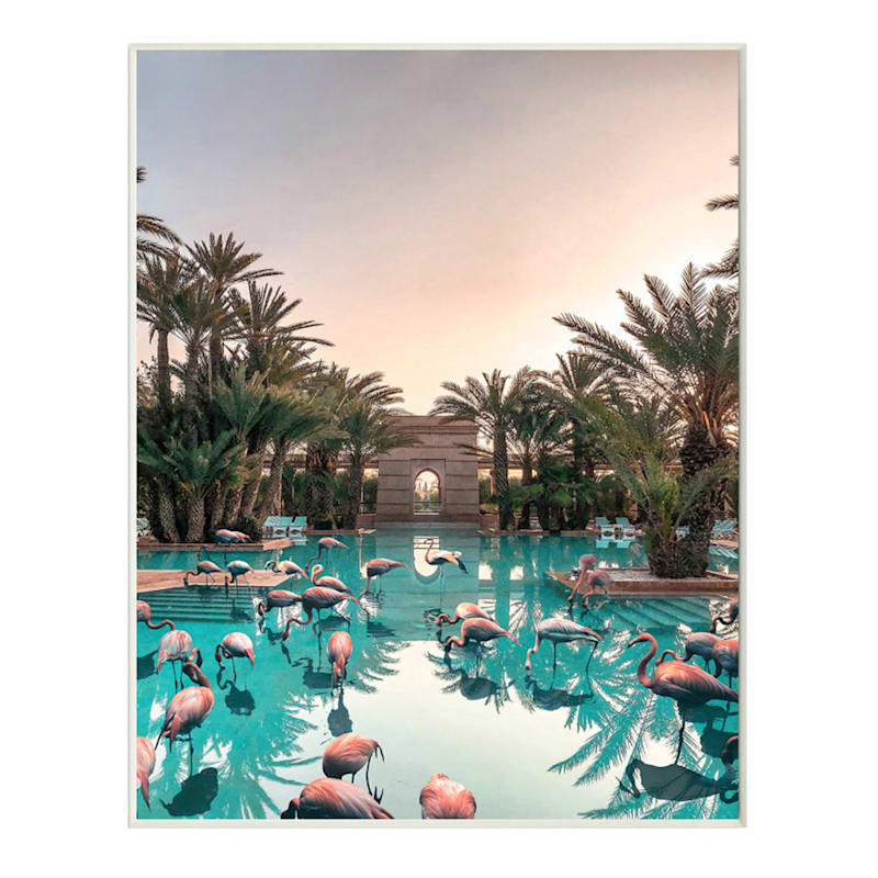 Framed Flamingos Pool Canvas Wall Art, 24x30 | At Home