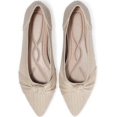 Women's Flats Pointed Toe Bow Knit Ballet Shoes Comfortable Dressy Slip On Flat | Amazon (CA)