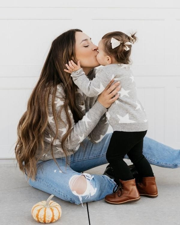 Rebecca Mommy & Me Sweater - Gray Star | Bailey's Blossoms