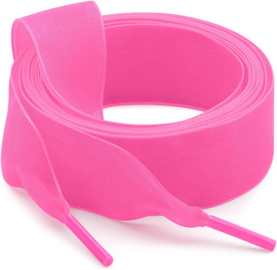 Satin Ribbon Shoe Laces: 2cm Flat Snow Yarn Shoelaces for Women - 2Pair | Amazon (US)