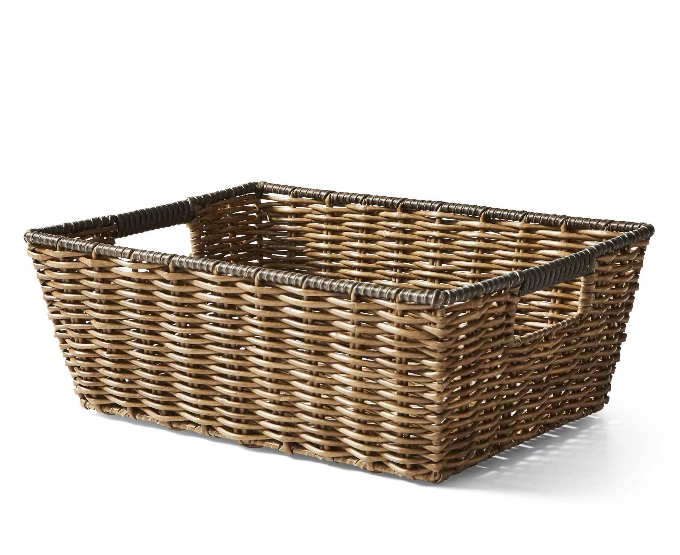 The Better Homes & Gardens Poly Rattan Storage Basket with Cut-Out Handles - Walmart.com | Walmart (US)