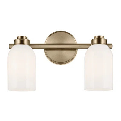 15" 2-Light Vanity Light with White Opal Glass | Wayfair North America