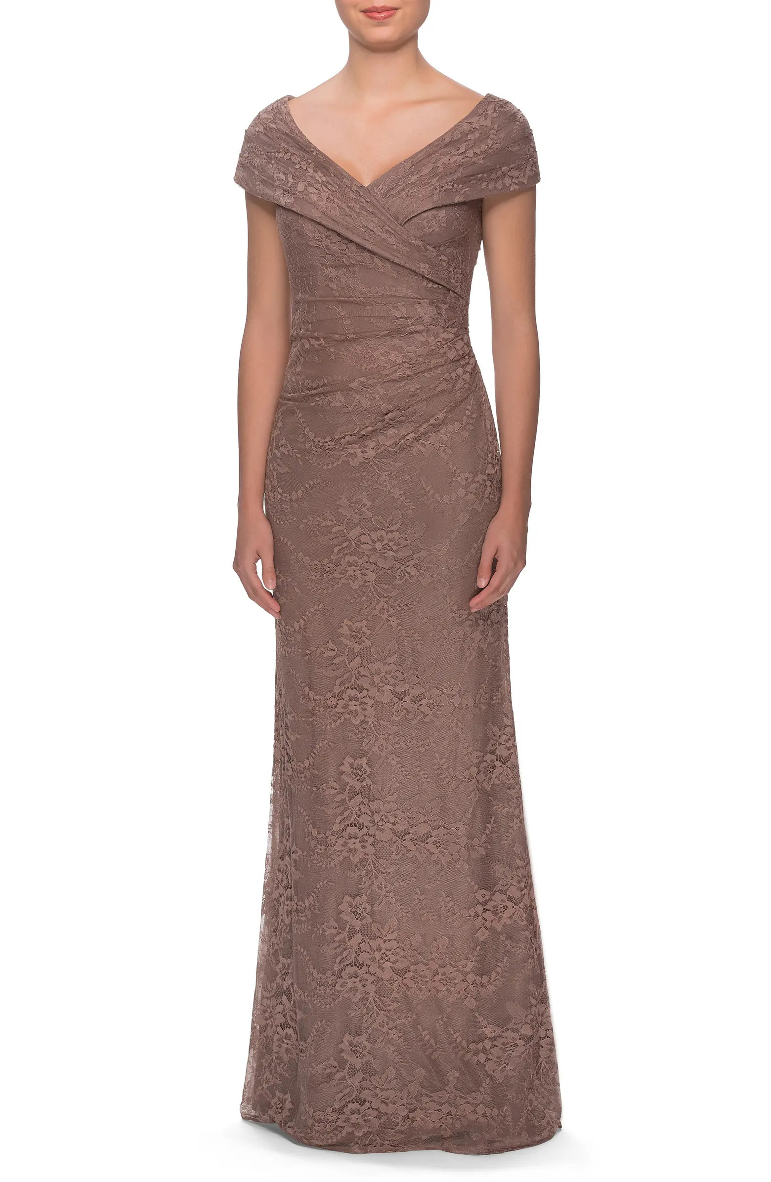 La Femme Portrait Neck Lace Gown | Nordstrom | Nordstrom