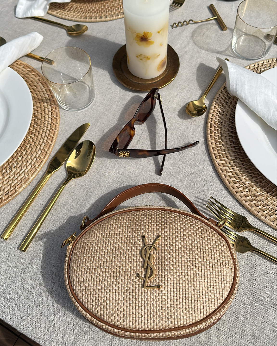 saint laurent cassandra raffia bag