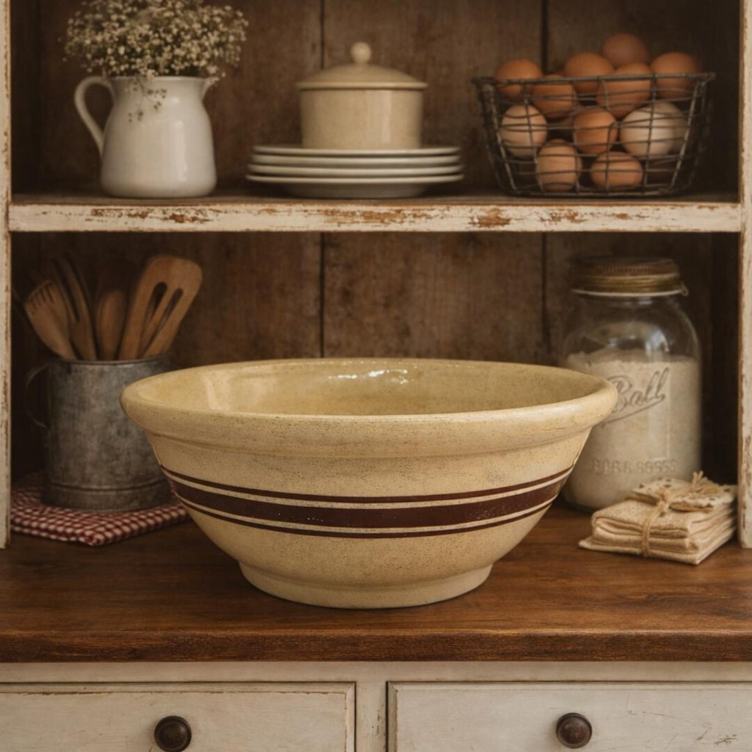 Vintage Yellowware Mixing Bowl-robinson Ransbottom Pottery Co., Circa 1930s-country Kitchen Decor... | Etsy (Global)