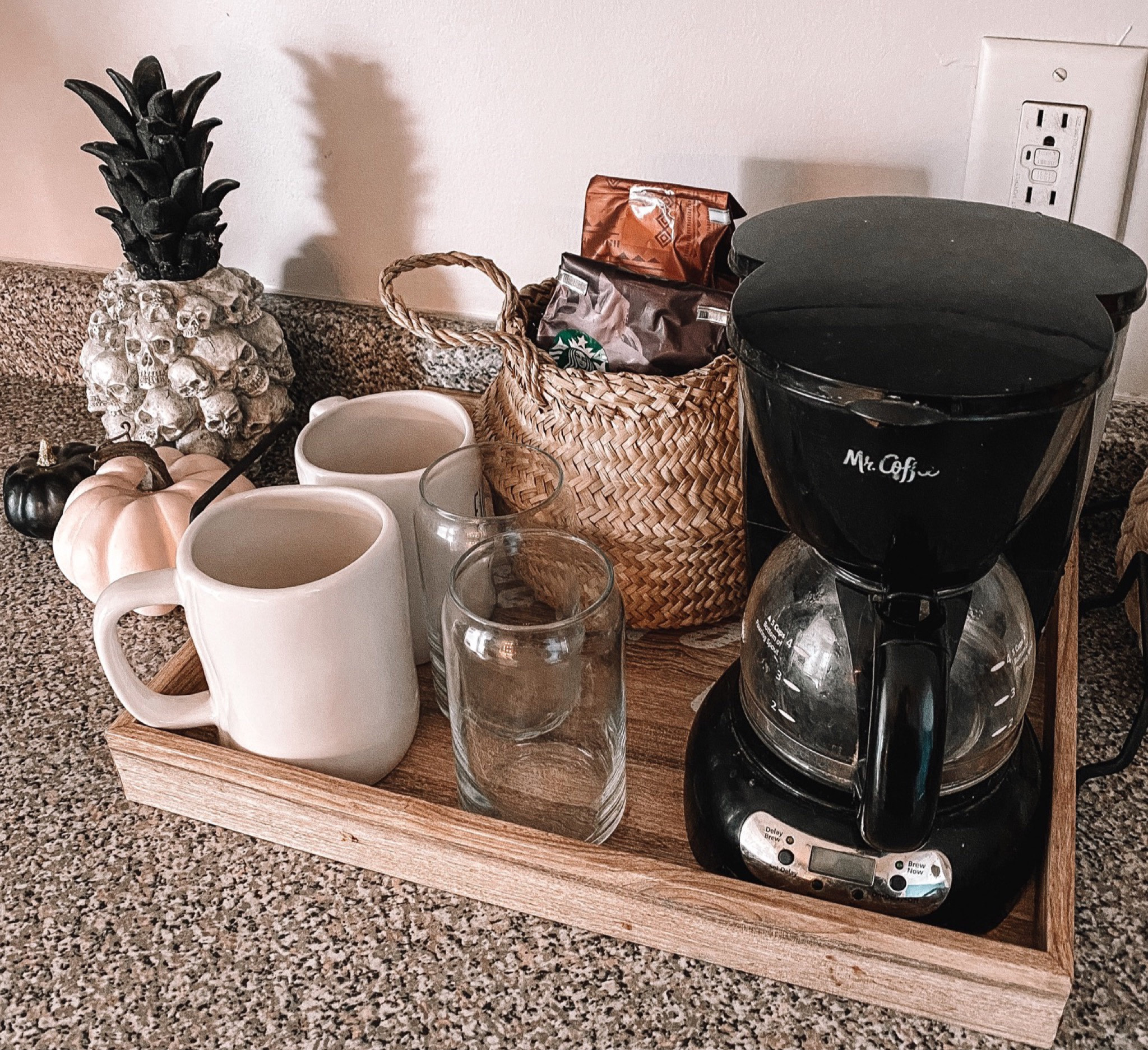 Fall coffee bar, fall kitchen decor, first day of fall, fall Starbucks drinks, coffee maker, glasses, glassware 

#LTKhome #LTKHalloween #LTKSeasonal