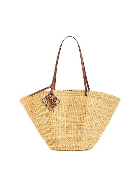 Shell Elephant Grass & Leather Basket Bag | Saks Fifth Avenue