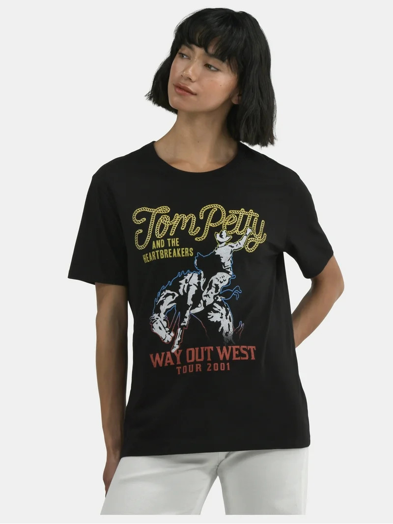 Time and Tru Tom Petty Way Out West Women's Graphic Tee, Sizes XS-XXXL - Walmart.com | Walmart (US)
