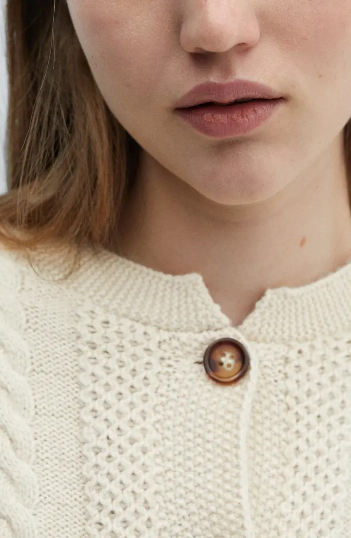 MANGO Mixed Stitch Cotton Blend Crop Cardigan | Nordstrom | Nordstrom