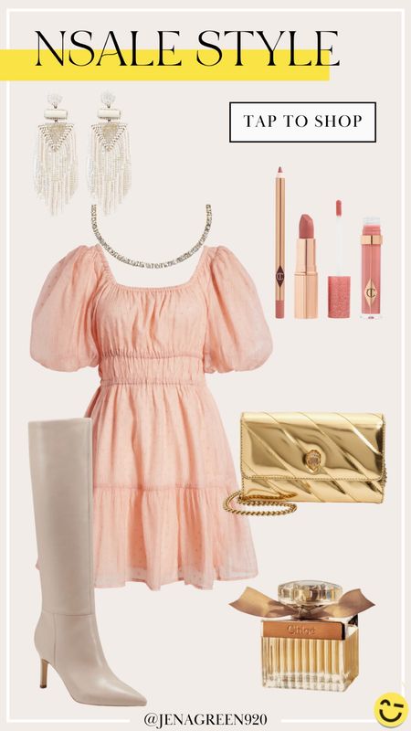 Nordstrom Anniversary Sale | NSale | Puff Sleeve Mini Dress | Blush Dress | Knee High Boots | Gold Bag | Statement Earrings | Chloe Perfume | Charlotte Tilbury  

#LTKxNSale #LTKbeauty #LTKsalealert