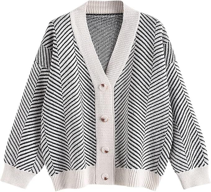 ZAFUL Women's V Neck Ribbed Button Up Cardigan Solid Knitwear Long Sleeve Surplice Crop Tops Swea... | Amazon (US)