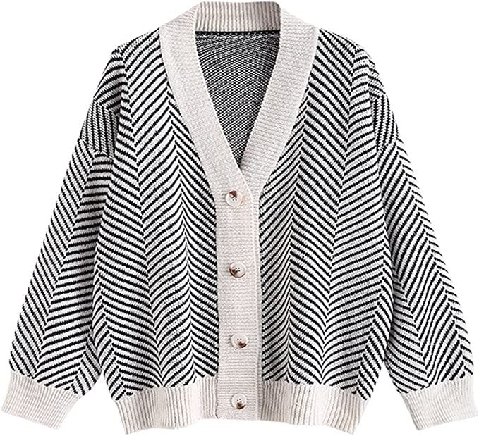ZAFUL Women's V Neck Ribbed Button Up Cardigan Solid Knitwear Long Sleeve Surplice Crop Tops Swea... | Amazon (US)