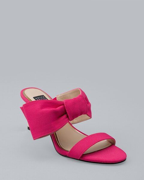 Grosgrain Bow Mid-Heel Sandals | White House Black Market