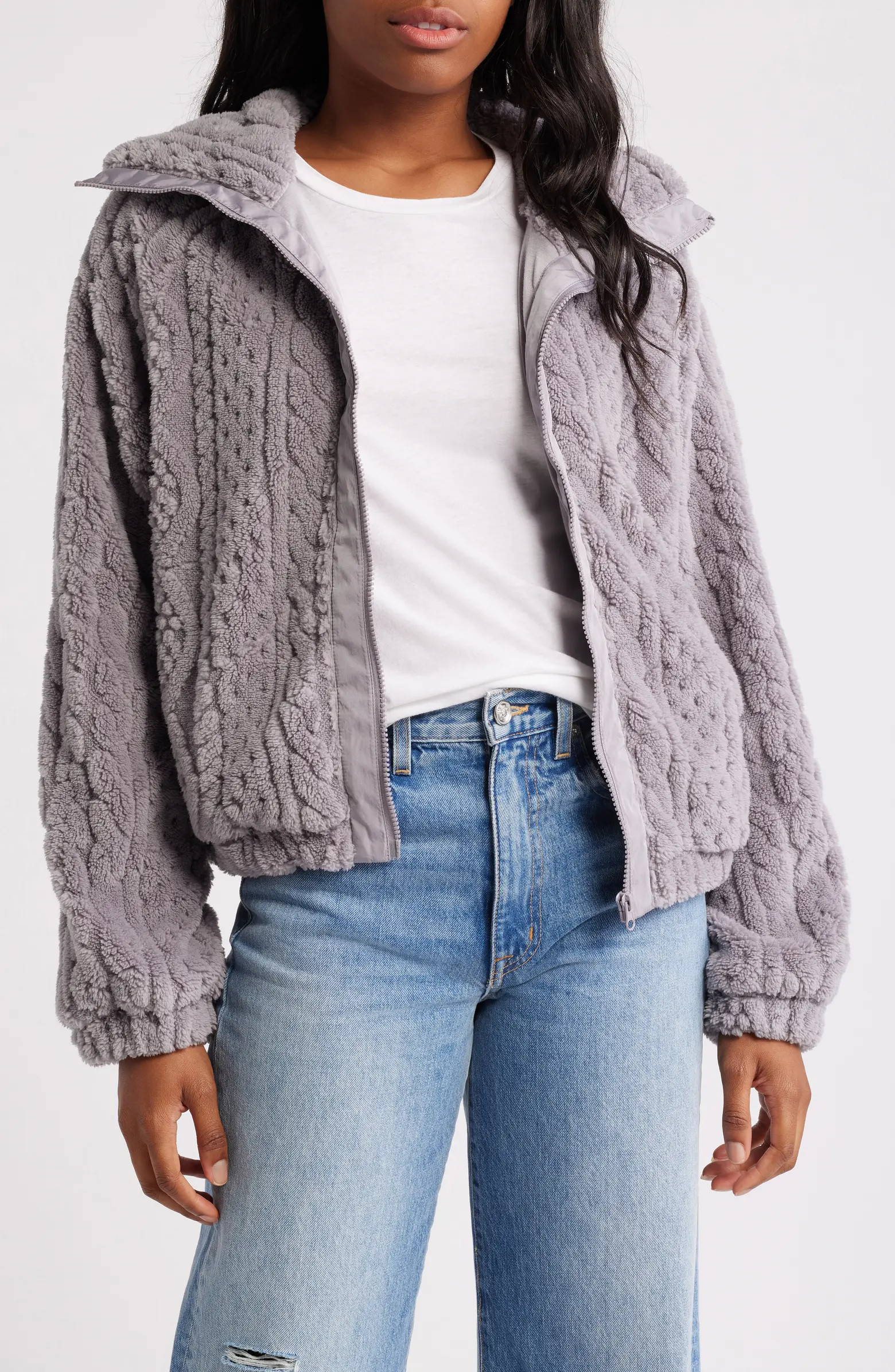 Cable Stitch Fleece Jacket | Nordstrom