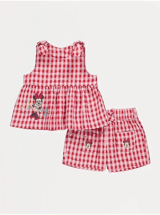 Disney Minnie Mouse Gingham Top and Shorts Outfit | George