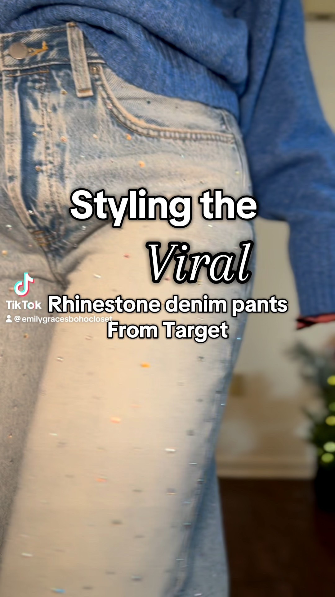 The VIRAL rhinestone denim!  From target. Styled in a casual holiday vibe. 

#LTKgrwm #LTKHoliday #LTKootd