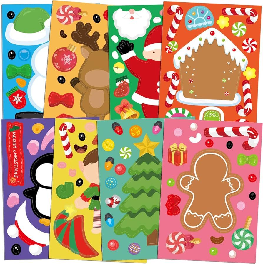 48 Pcs Make Your Own Christmas Sticker Sheets for Kids Home Classroom Party Favor Art Craft Schoo... | Amazon (US)