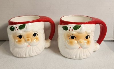 Pair of Vintage Santa Claus Head Mugs Ceramic Christmas Xmas 3.25" Kitschy | eBay US