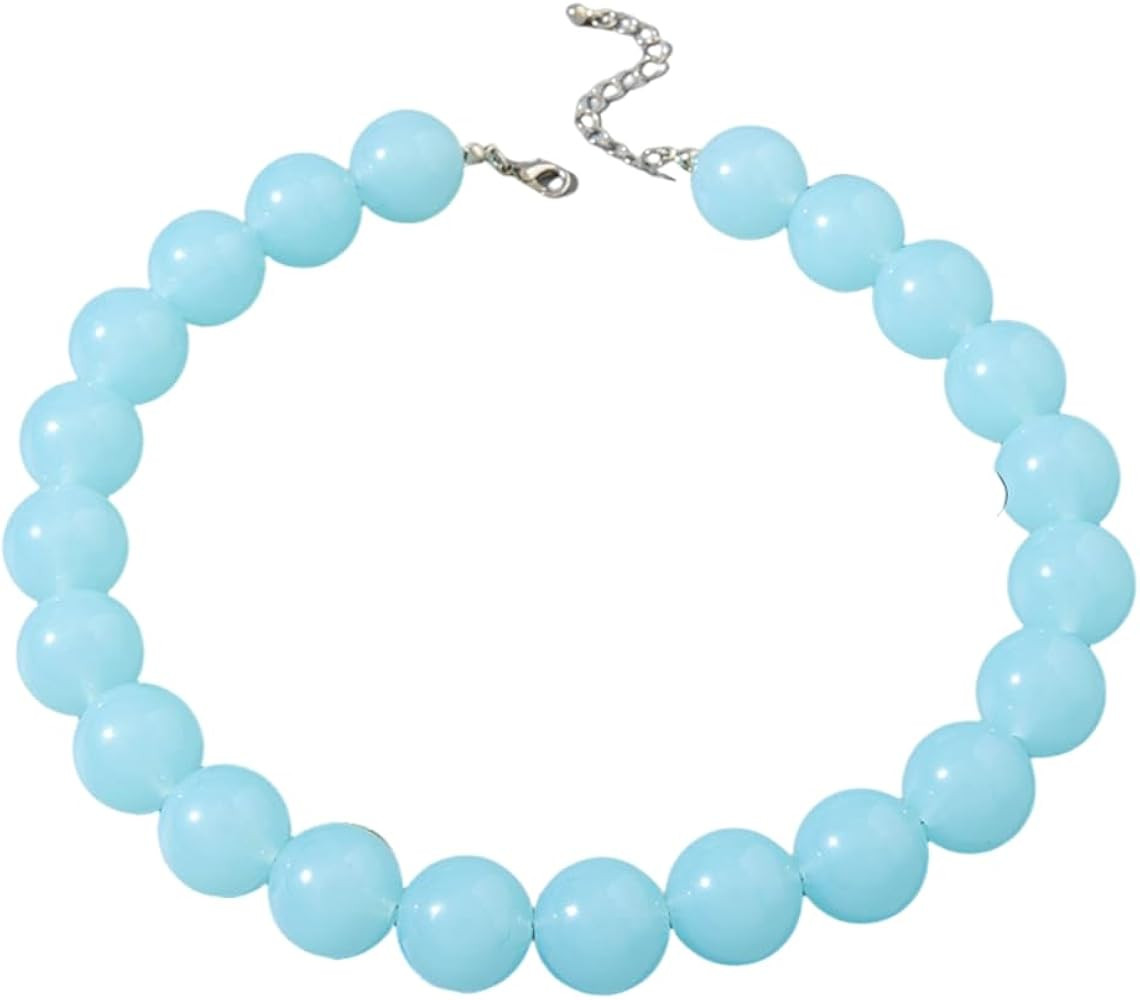 Caiyao Colorful Acrylic Round Beaded Choker Necklace Handmade Adjustable Resin Chunky Candy Color... | Amazon (US)